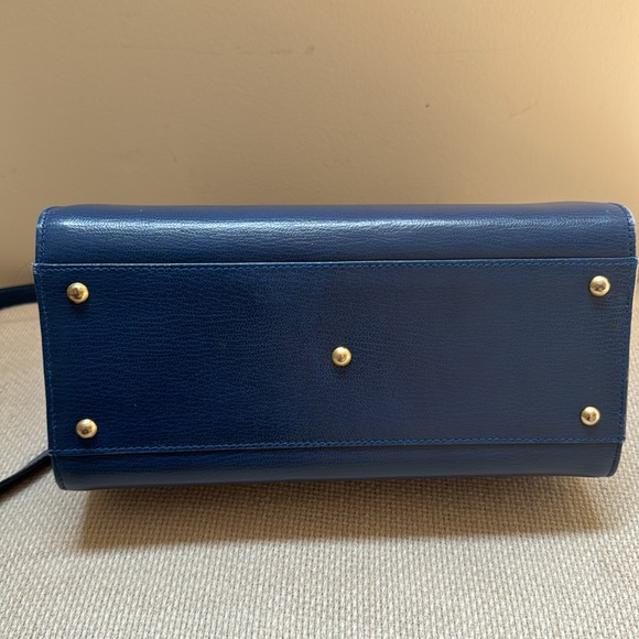 Revillon blue saffiano satchel leather bag made in Italy. Comes w/strap. - Picture 13 of 13